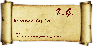 Kintner Gyula névjegykártya